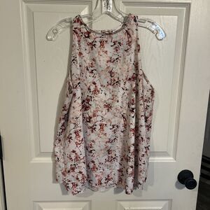 DKNY City Women Tiered Blouse Tank Multicolor Floral M